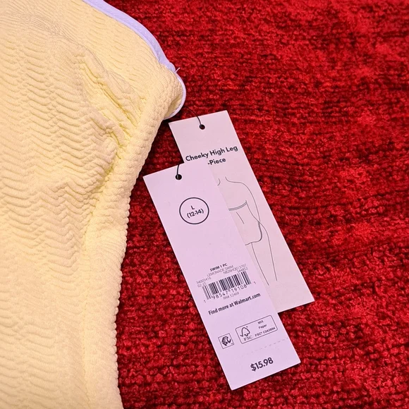 Lemon Textured High-Leg Swimsuit - Picture 2 of 4